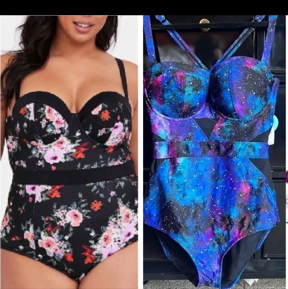 New Torrid 1x 2x 3x Galaxy Print Swimsuit One Piece Plus Size - Picture 7 of 9